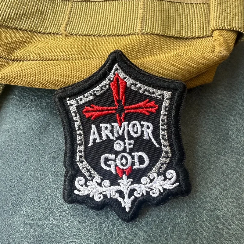 Parche táctico bordado cruz cristiana con velcro para mochila
