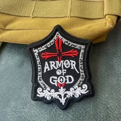 Parche táctico bordado cruz cristiana con velcro para mochila