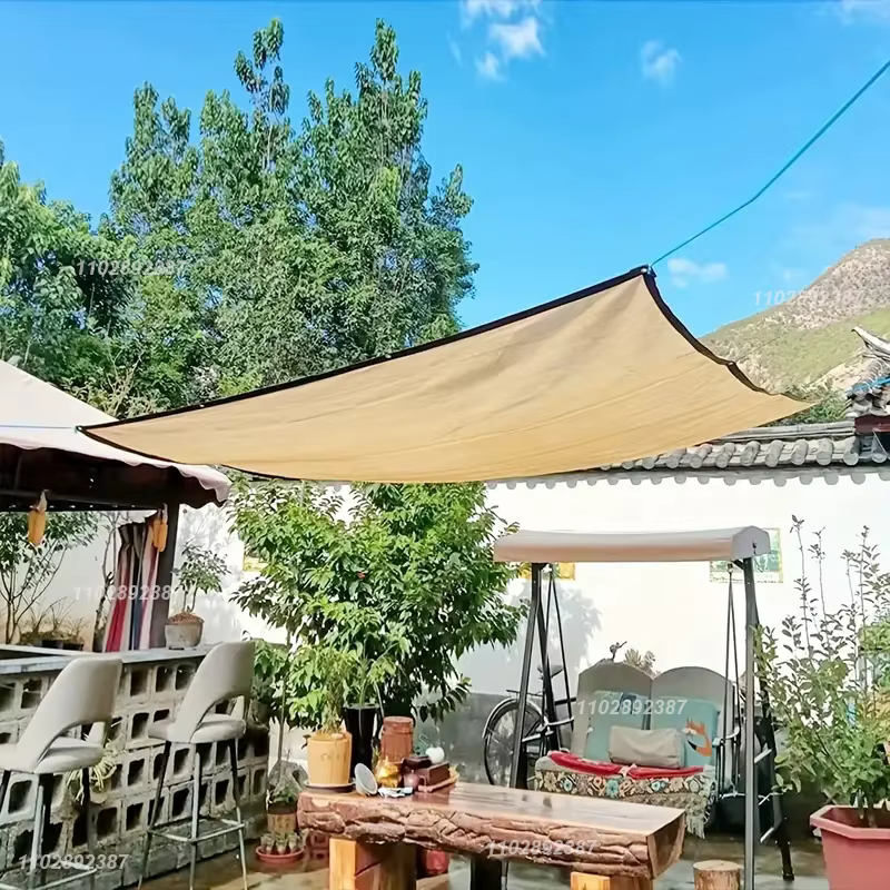 Malla de sombra HDPE beige con protección UV para jardín - imagen 2