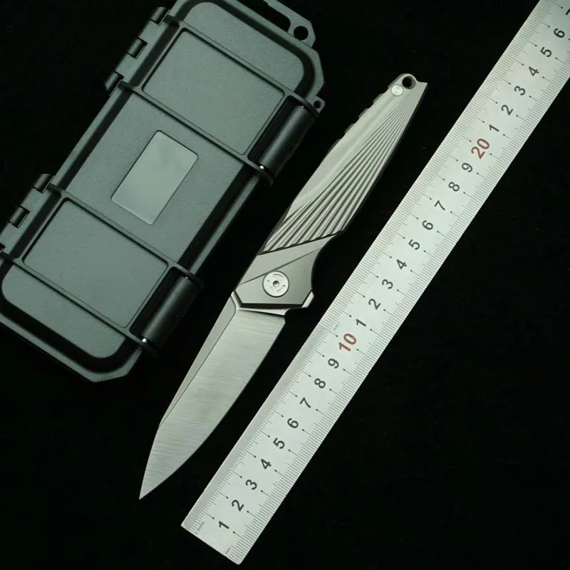 LEMIFSHE L03 Cuchillo plegable táctico M390 titanio para camping - imagen 5