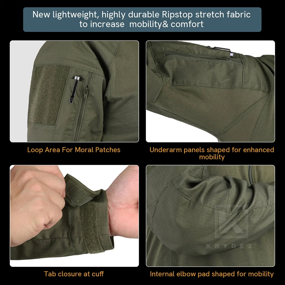 KRYDEX G4 Combat Shirt – Camisa táctica Ranger con coderas