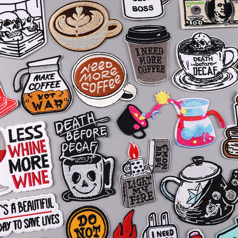 Parche bordado termoadhesivo taza café – Dibujos animados - imagen 2