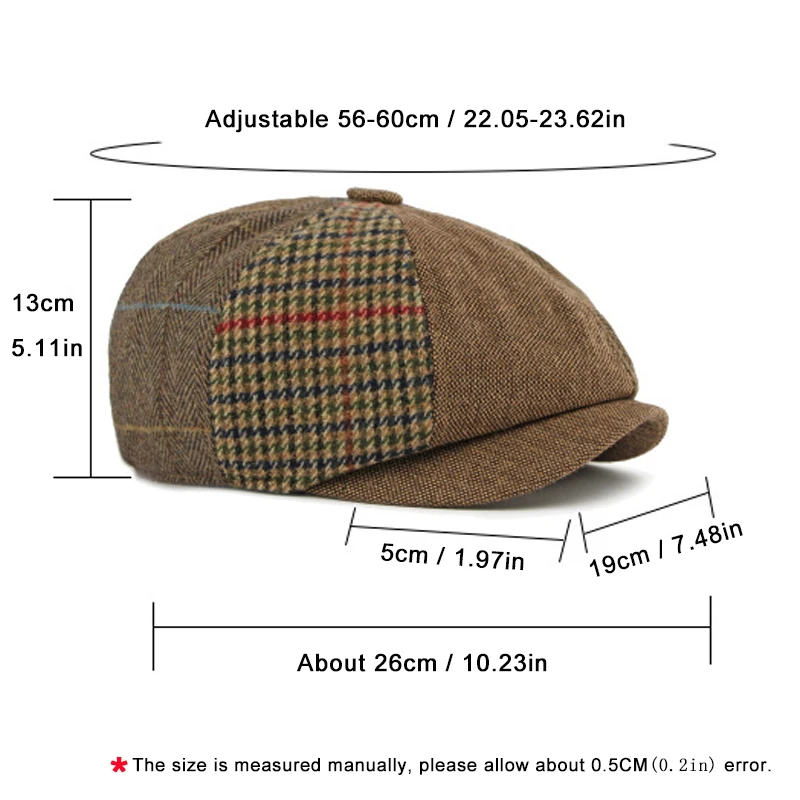 Gorra octogonal estilo newsboy de mezcla de lana con banda elástica - imagen 4