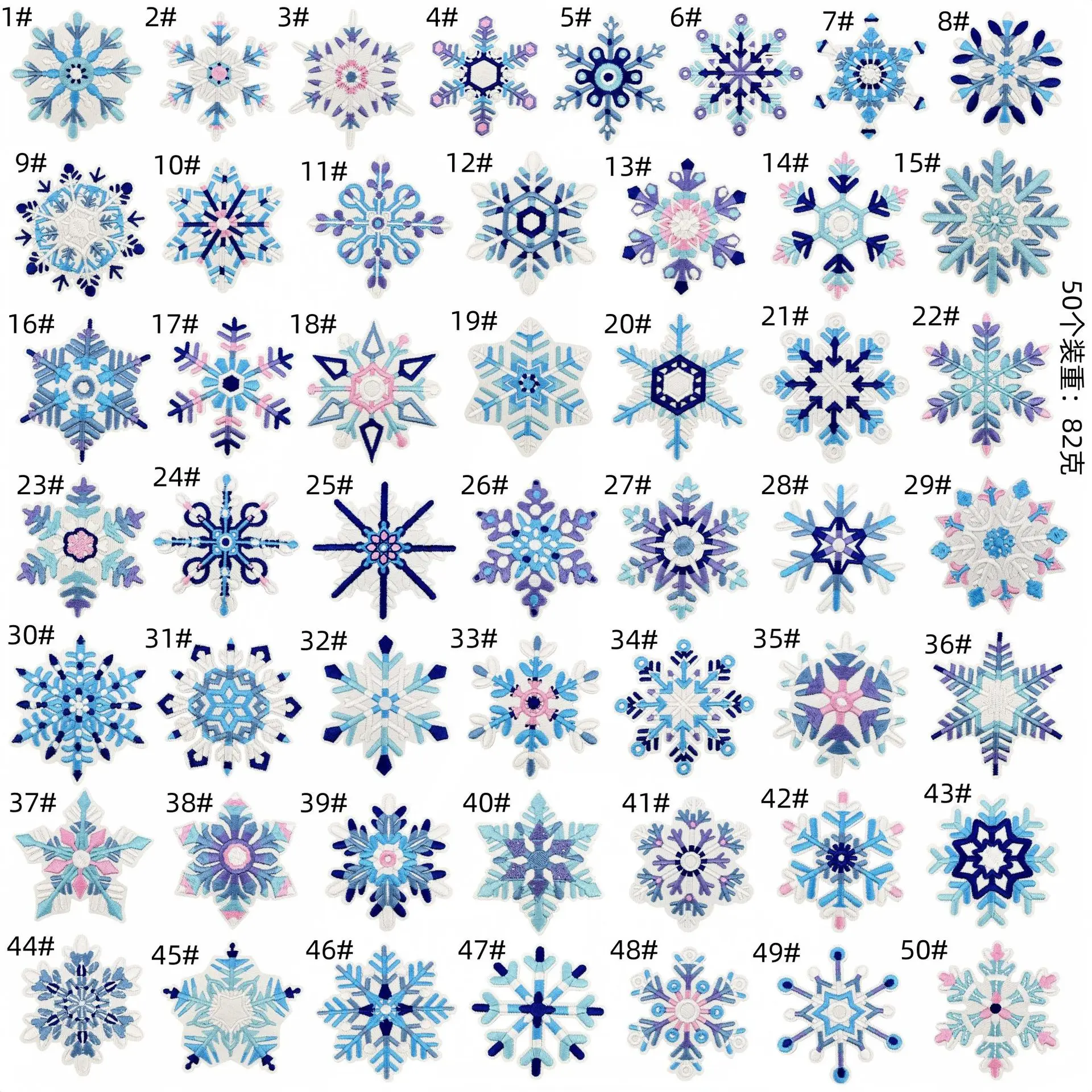 Detalle de parches de copos de nieve