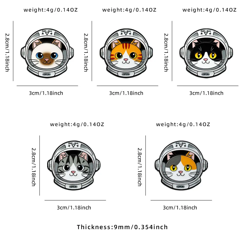 Pin táctico gato astronauta en metal – Broche de animal - imagen 2