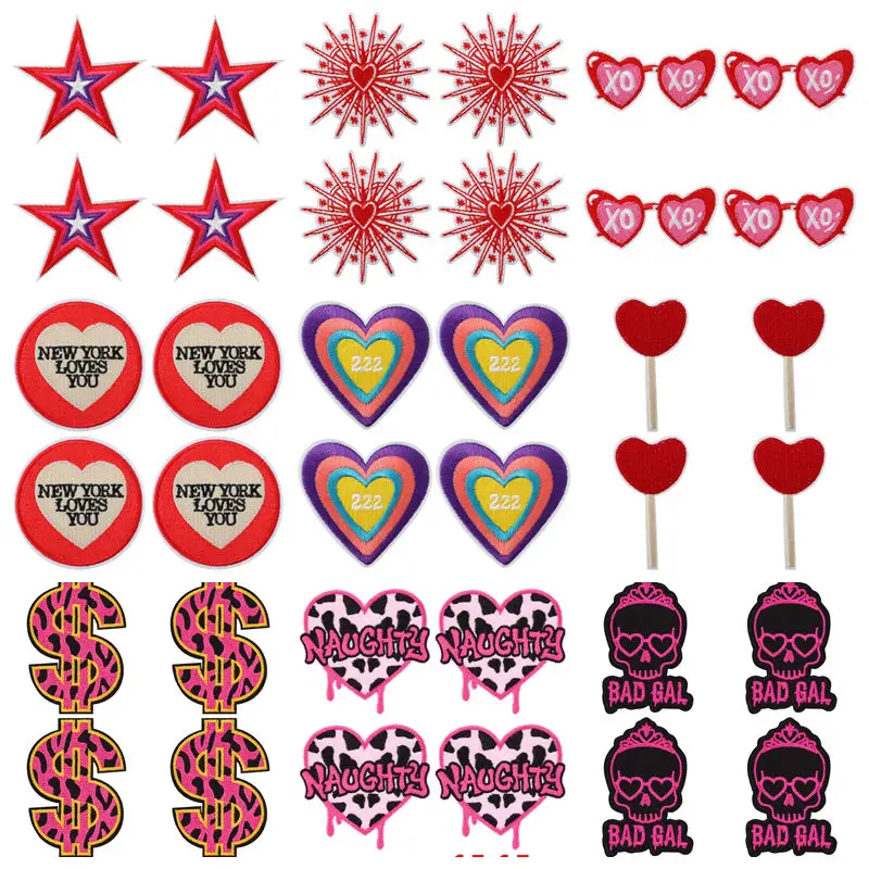Parche bordado retro corazón, estrella y calavera para planchar - imagen 2
