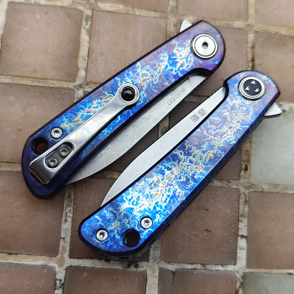 Cuchillo EDC HawkZone Space Time flipper VG10 con mango titanio - imagen 3