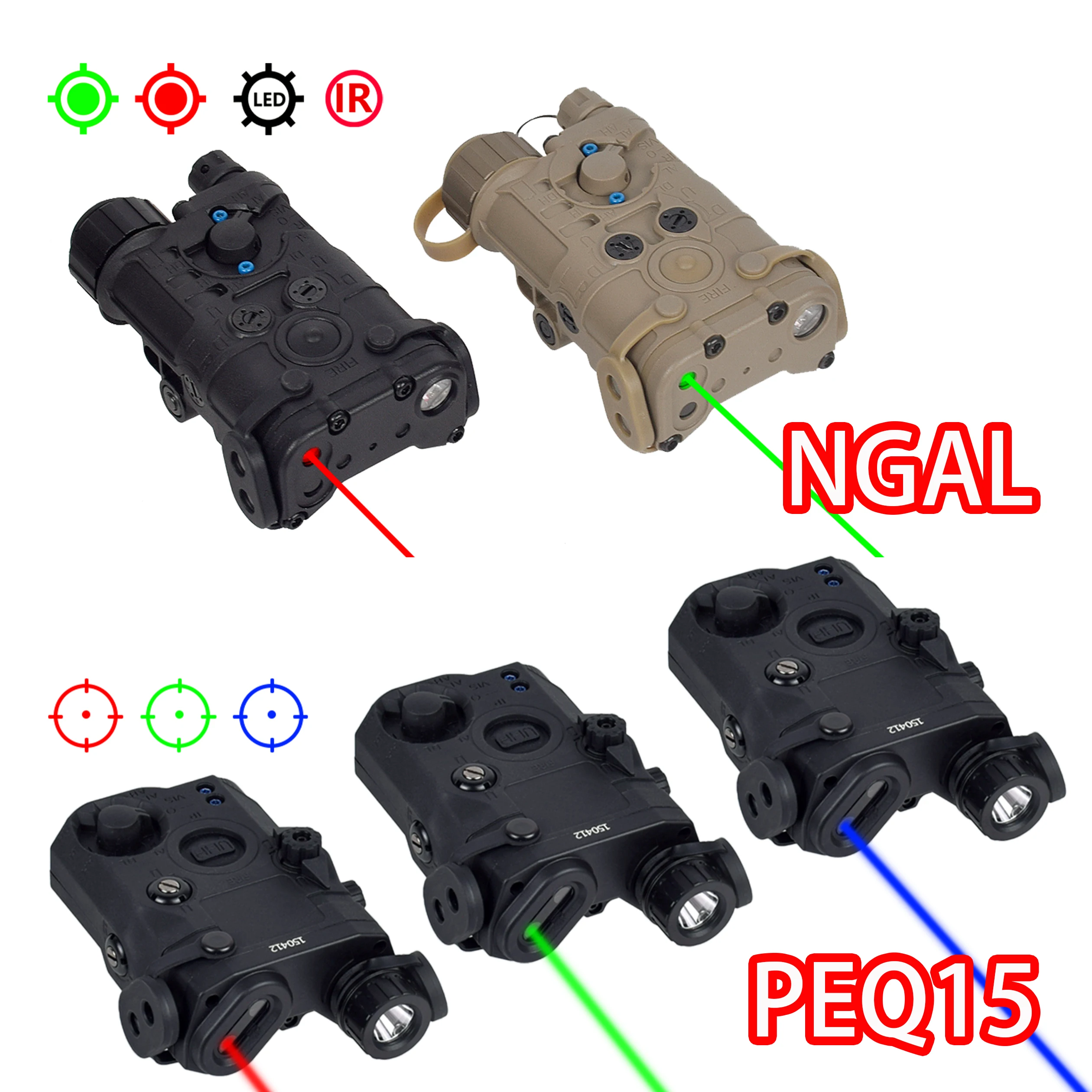 PEQ-15 Surefire indicador láser – Linterna táctica riel Picatinny 20mm, rojo verde azul - imagen 2