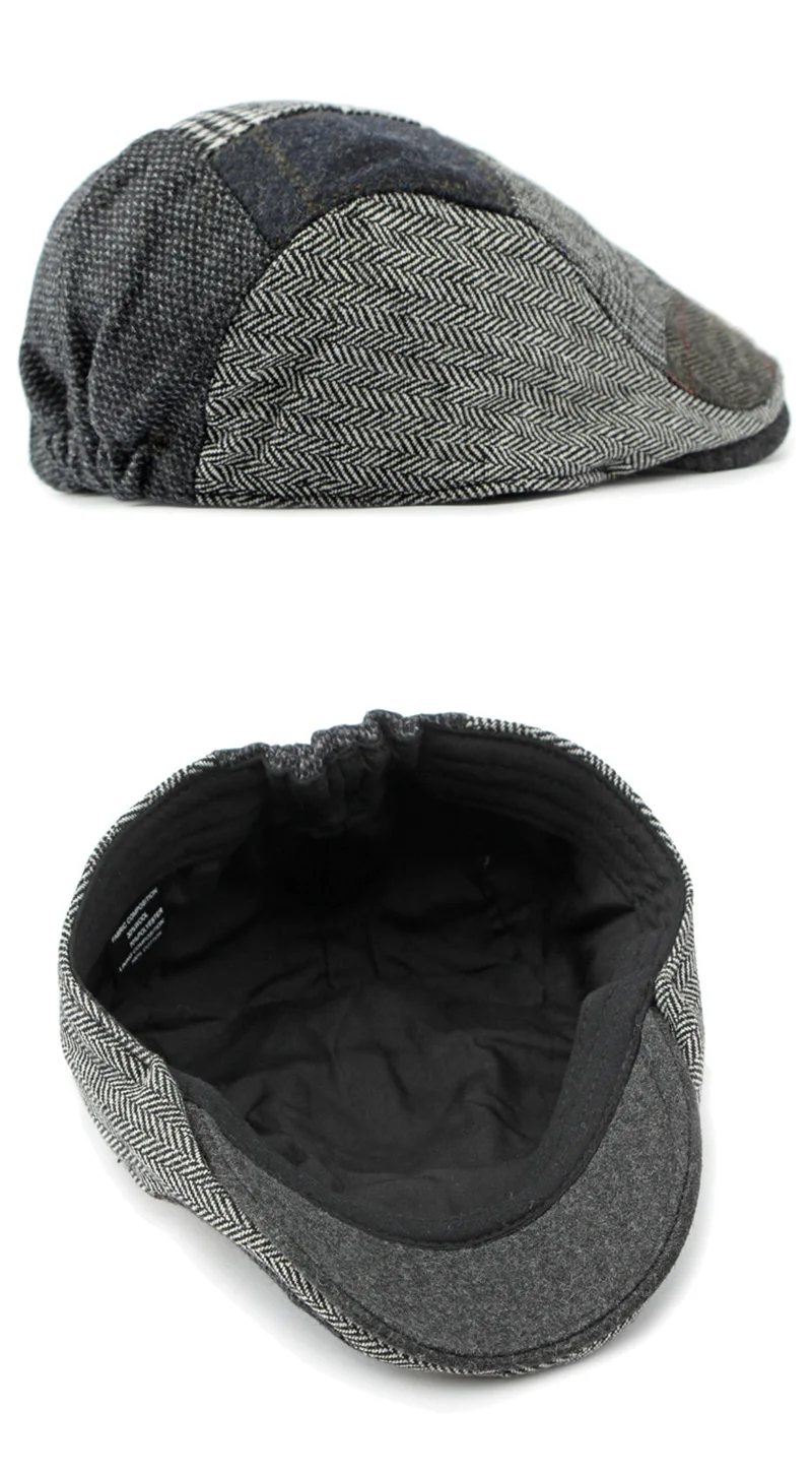 Presentación del producto gorra retro de cuadros con etiquetado de marca