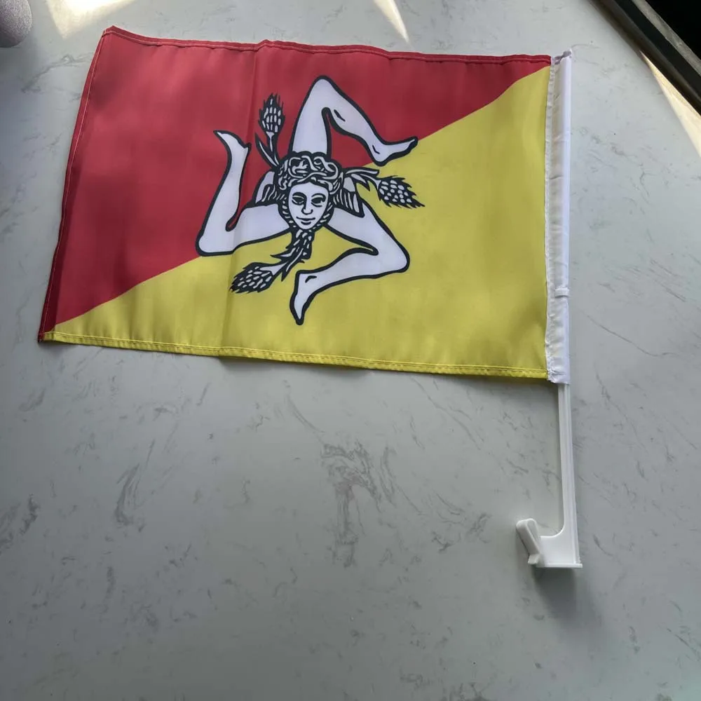 Bandera Sicilia para coche de poliéster, con asta de plástico - imagen 2
