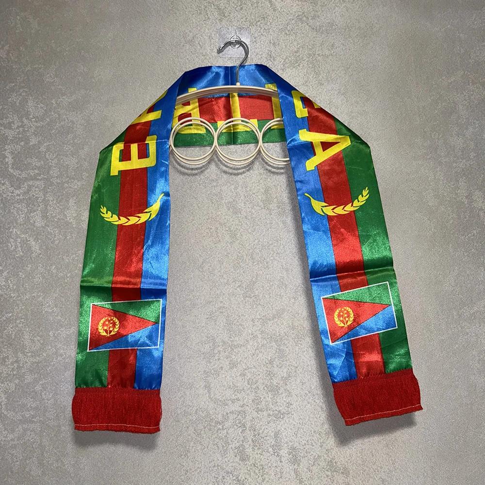 Bufanda fútbol bandera Eritrea satén con borlas por ambos lados
