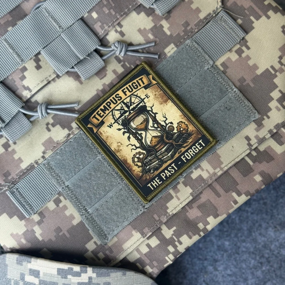 TEMPUS FUGIT Parche táctico moral reloj de arena gancho y bucle - imagen 3