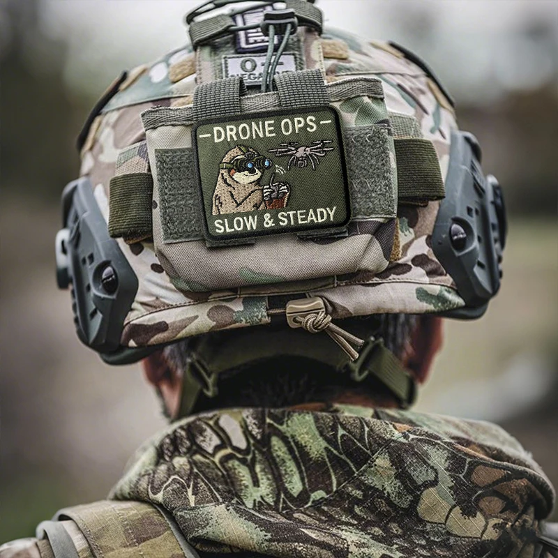 Drone Ops parche táctico militar con velcro perezoso lento y constante