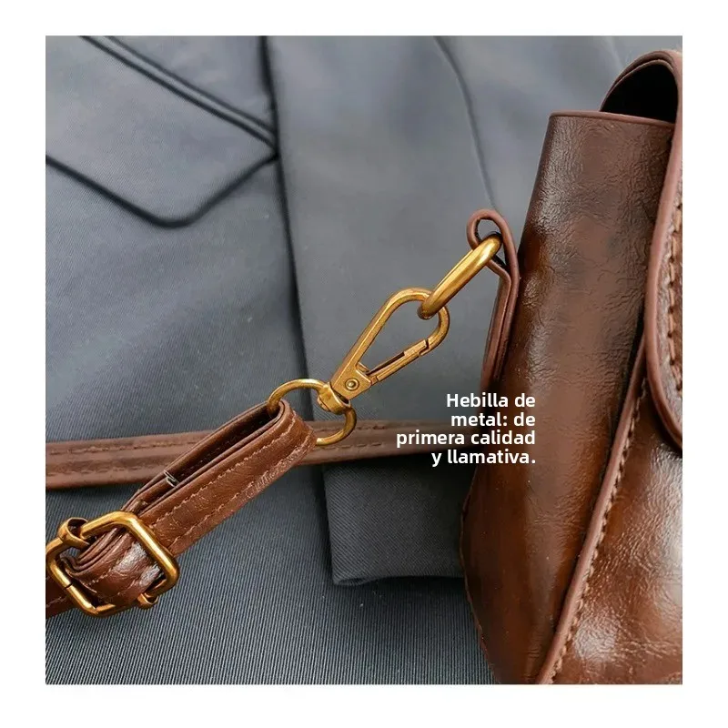 Bolso mensajero retro cuadrado con colgante campana para mujer - imagen 5