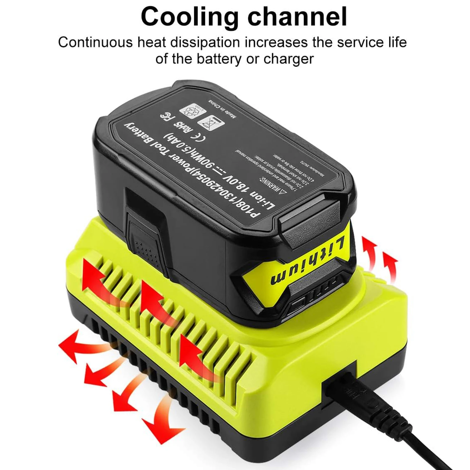 Cargador batería Ryobi Li-ion compatible con herramientas - imagen 3