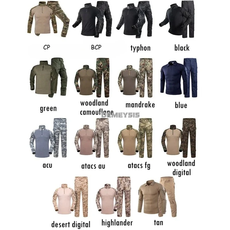 Conjunto táctico camuflaje manga larga – Pantalones cargo y chaqueta operativa