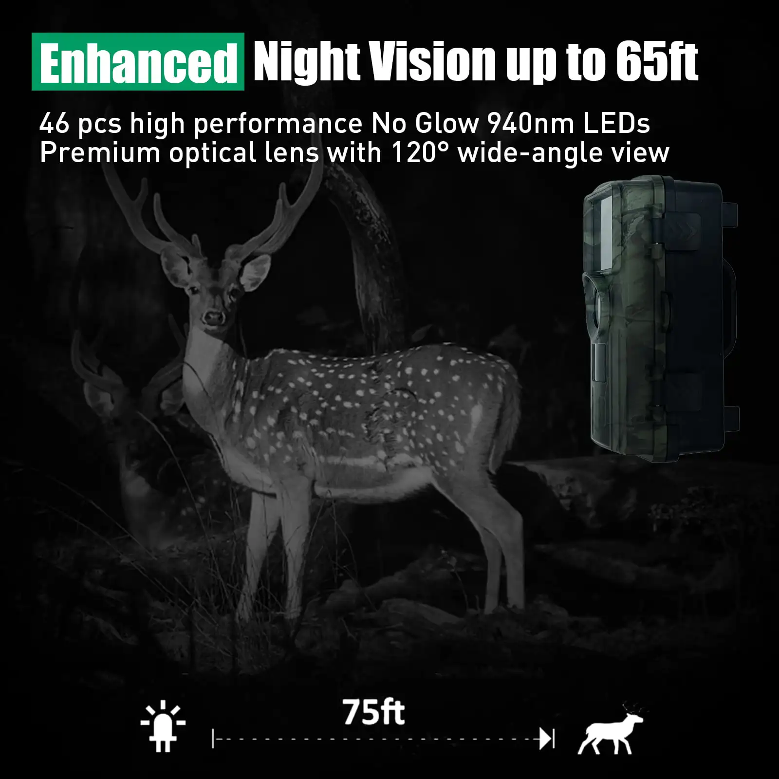 Cámara de caza PR5000 4K WiFi visión nocturna IP66, movimiento