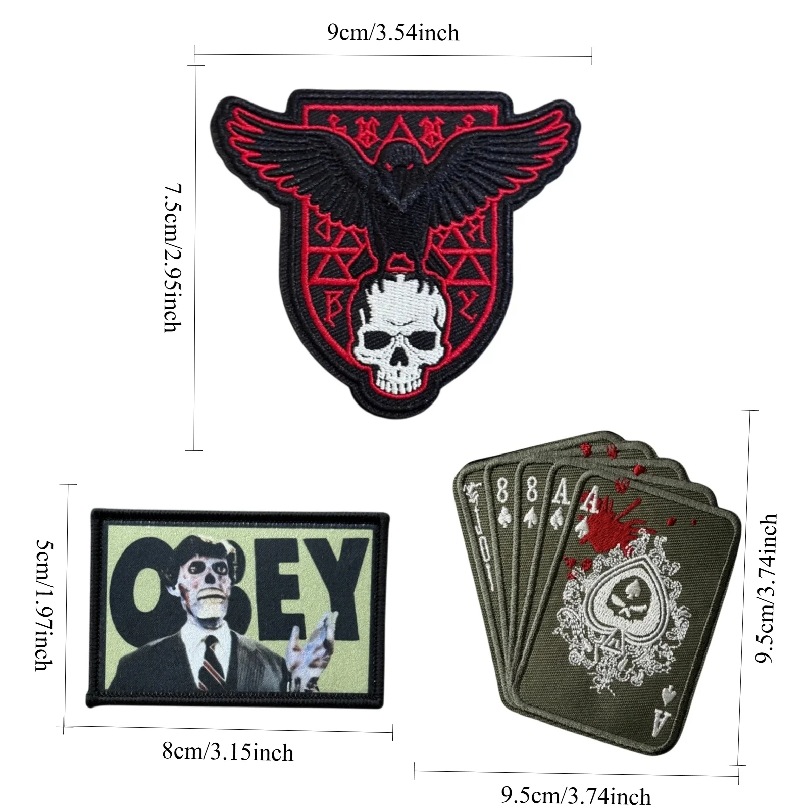 Parches tácticos Calavera, Cuervo y Mano Muerta con Velcro - imagen 3