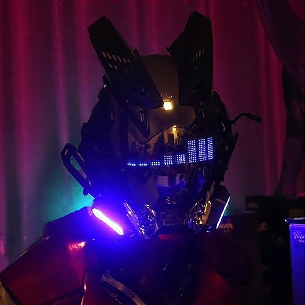 Casco cyberpunk gótico techwear con lámpara LED para disfraz - imagen 2
