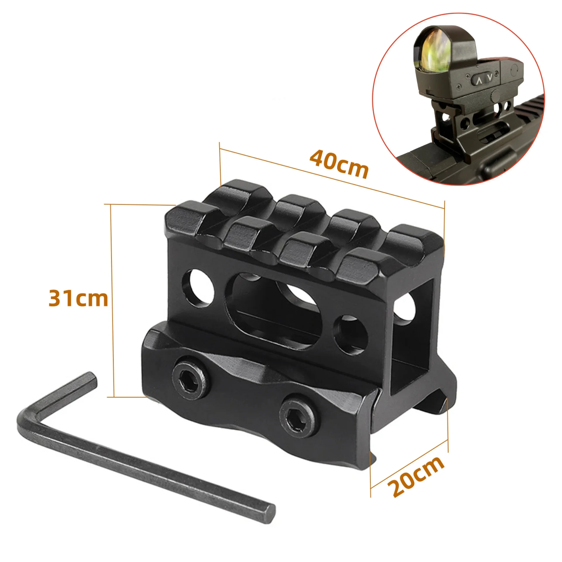 Soporte elevador Picatinny de aluminio – Base alta para mira