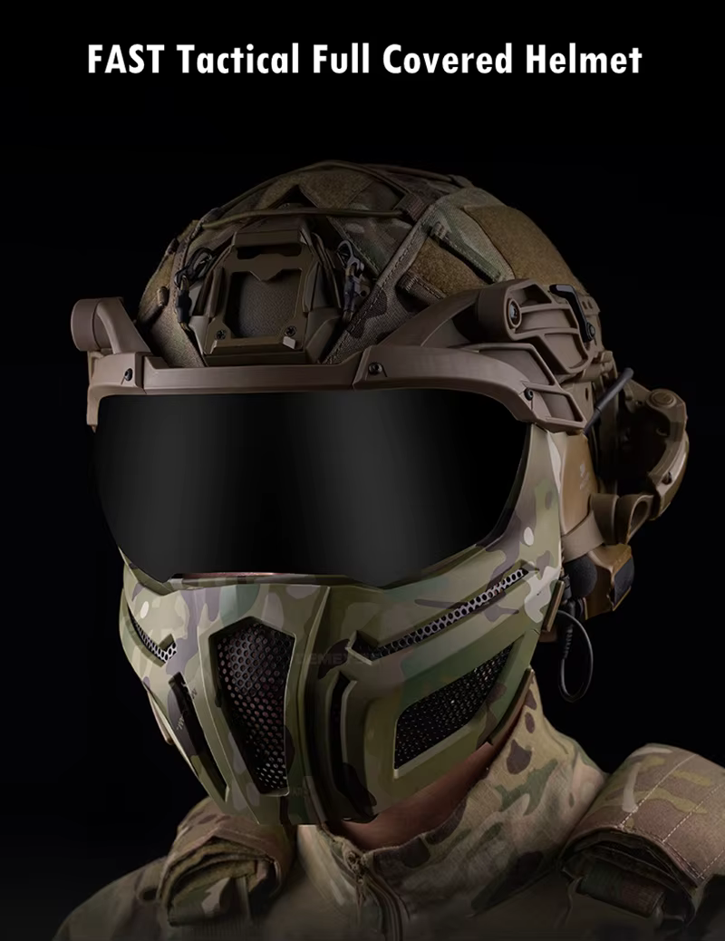 Casco táctico airsoft con doble lente