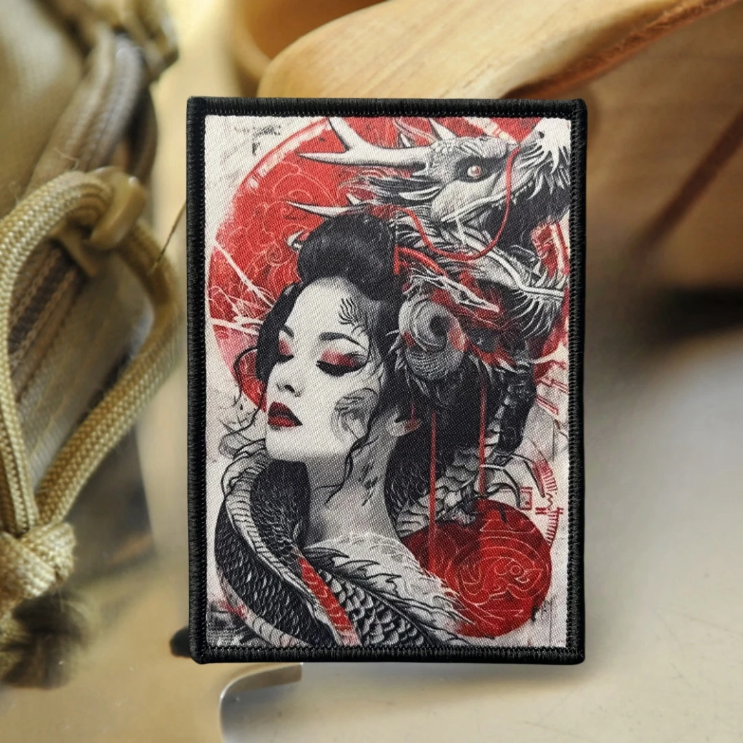 Parche táctico dragón Geisha japonés – Para mochila o chaleco MOLLE - imagen 3