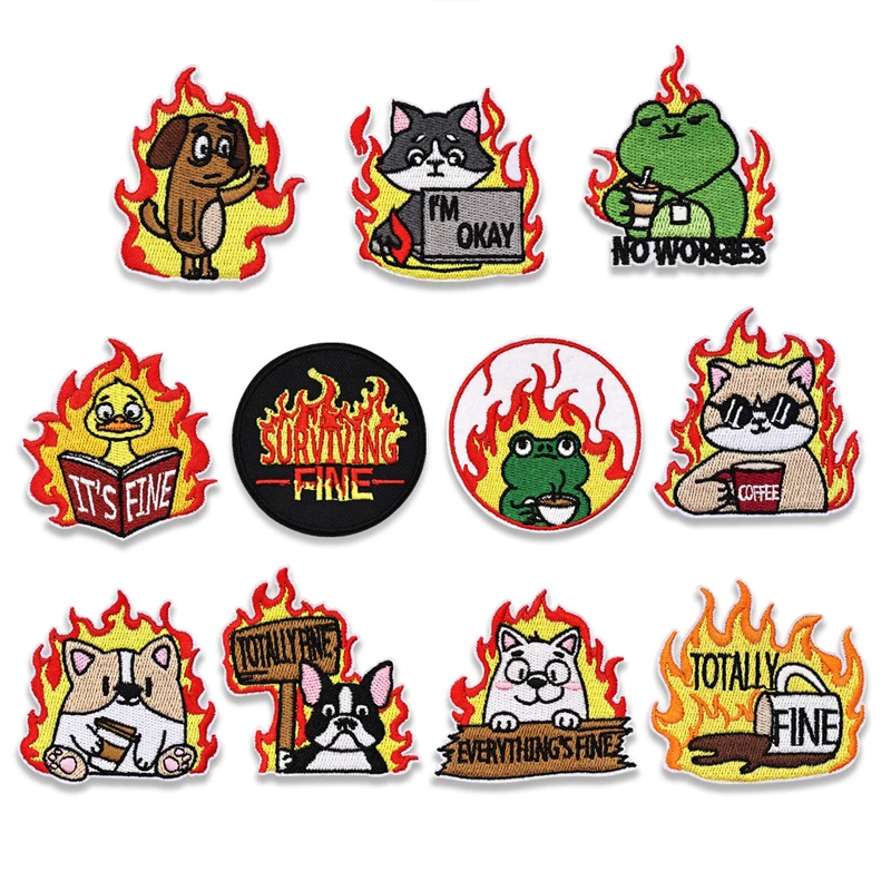 Parches termoadhesivos bordados divertidos de llamas, perros y gatos - imagen 4