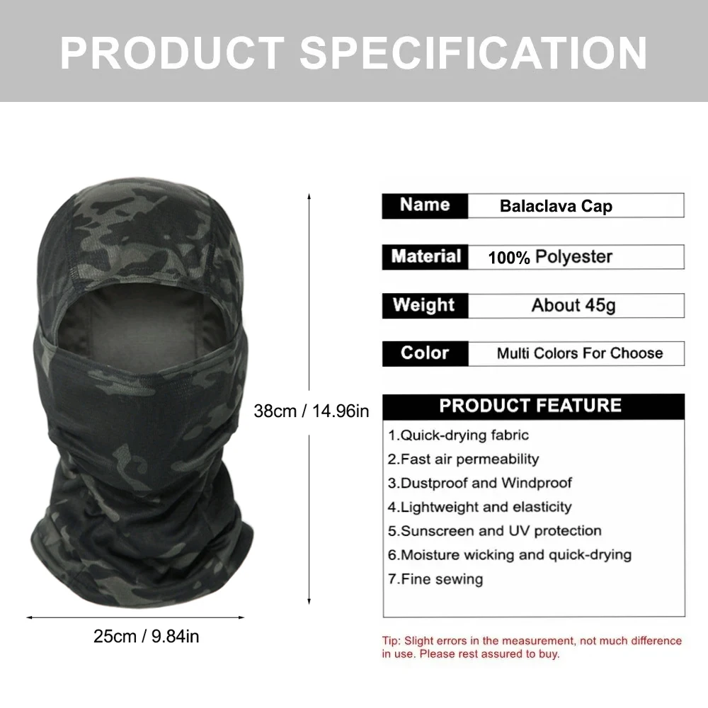 Pasamontañas camuflaje transpirable táctico multiusos para caza - imagen 5