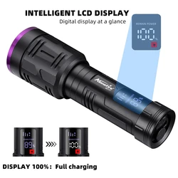 Linterna UV 365nm recargable con pantalla LCD para escorpiones y minerales