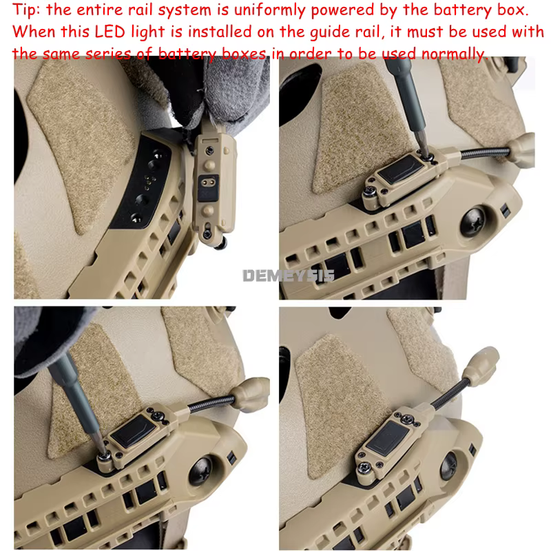 Luz LED para casco Airsoft con riel de arco roja/IR modular - imagen 4