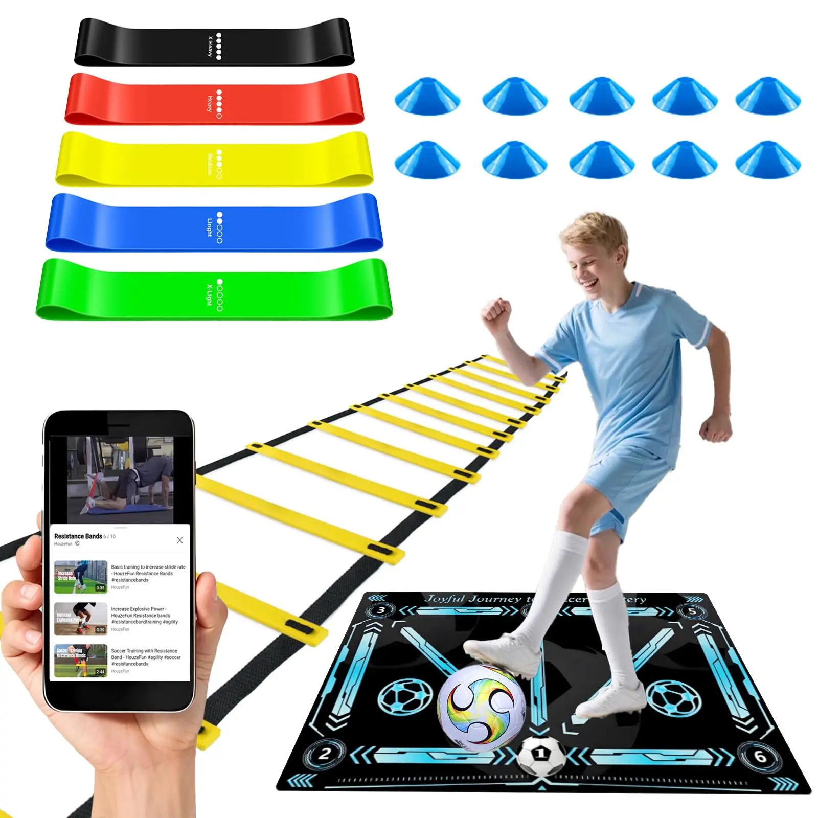 Kit entrenamiento fútbol escalera agilidad conos y bandas - imagen 2