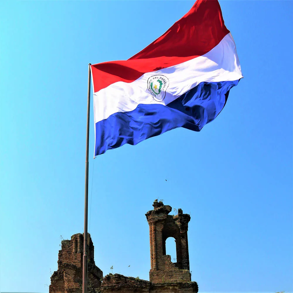 Bandera nacional de Paraguay para exterior e izar, tejido resistente - imagen 3