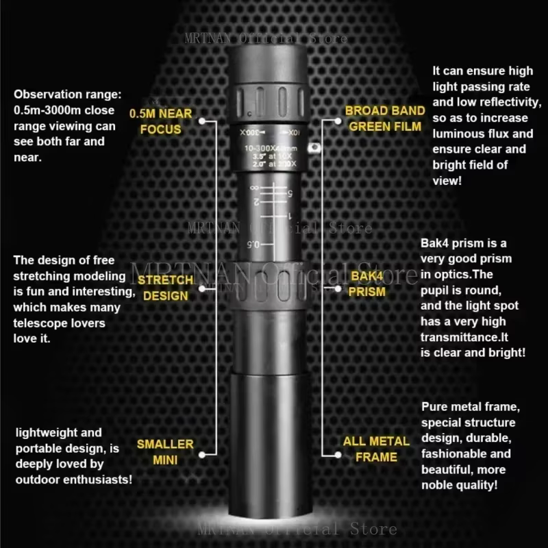 Telescopio monocular zoom potente con soporte para teléfono y trípode - imagen 5