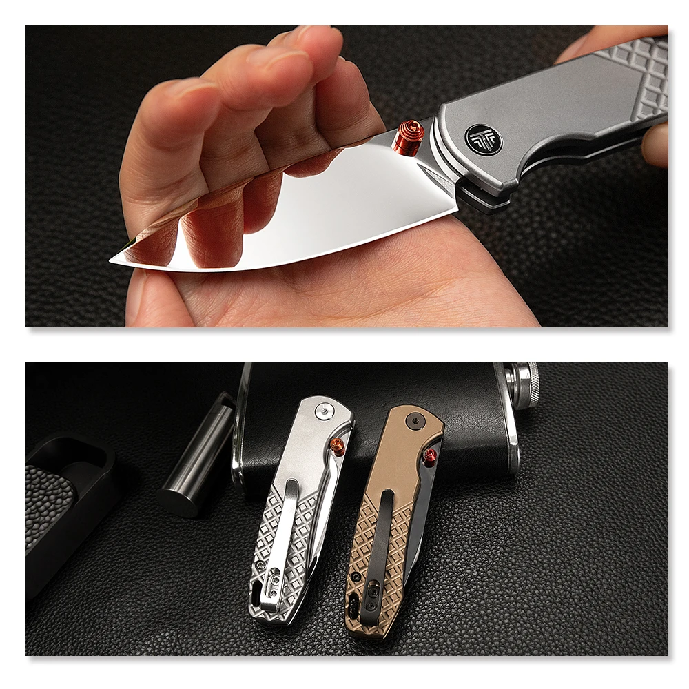 TRIVISA Dragonfly-M cuchillo plegable EDC M390 titanio espejo - imagen 3