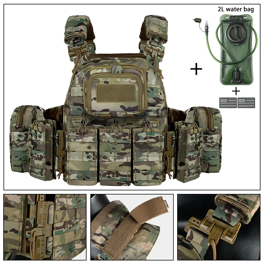 Chaleco táctico camuflaje resistente con MOLLE y depósito de agua - imagen 3