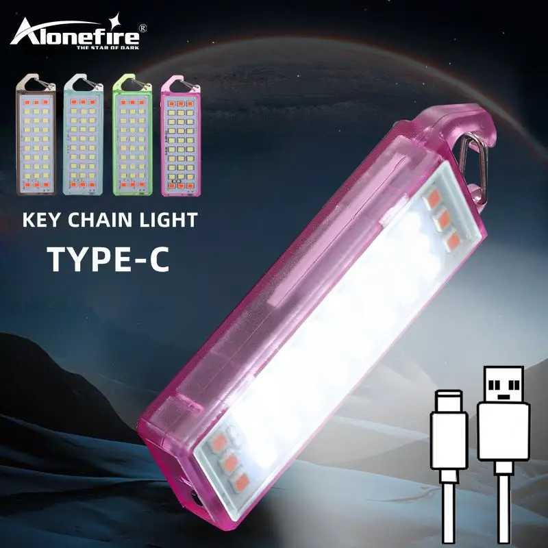 Llavero linterna USB con luz roja y emergencia para camping