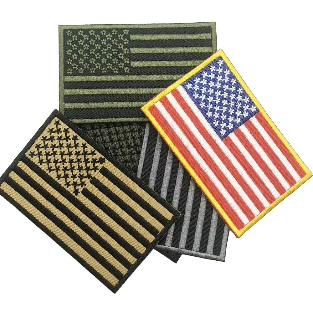 Parche bordado bandera americana con gancho y bucle termoadhesivo