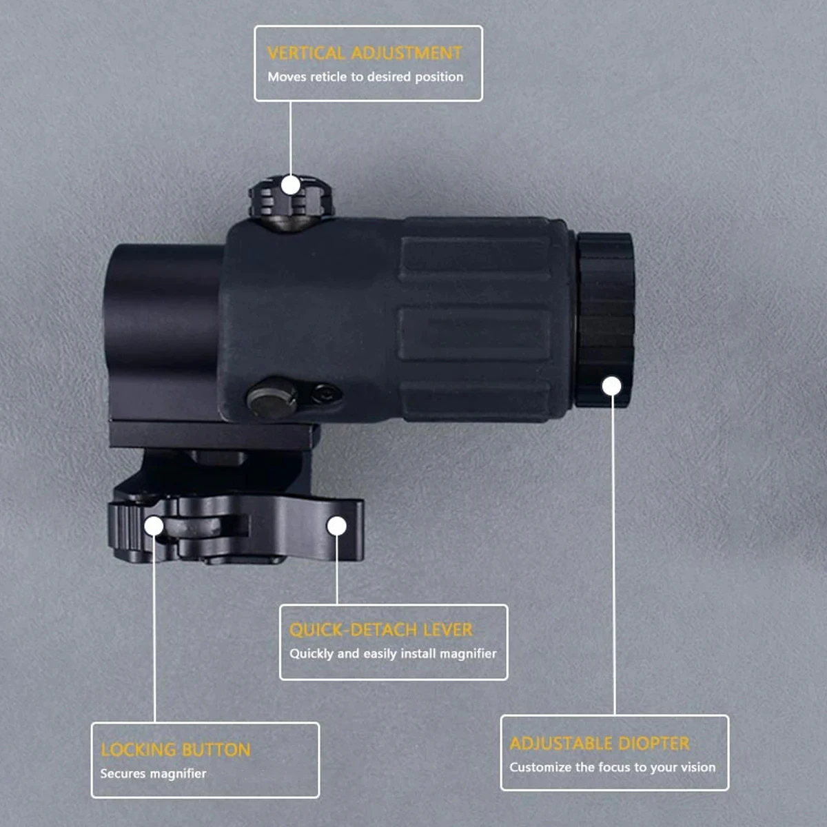 Magnificador abatible 3X/5X para mira holográfica Picatinny - imagen 2