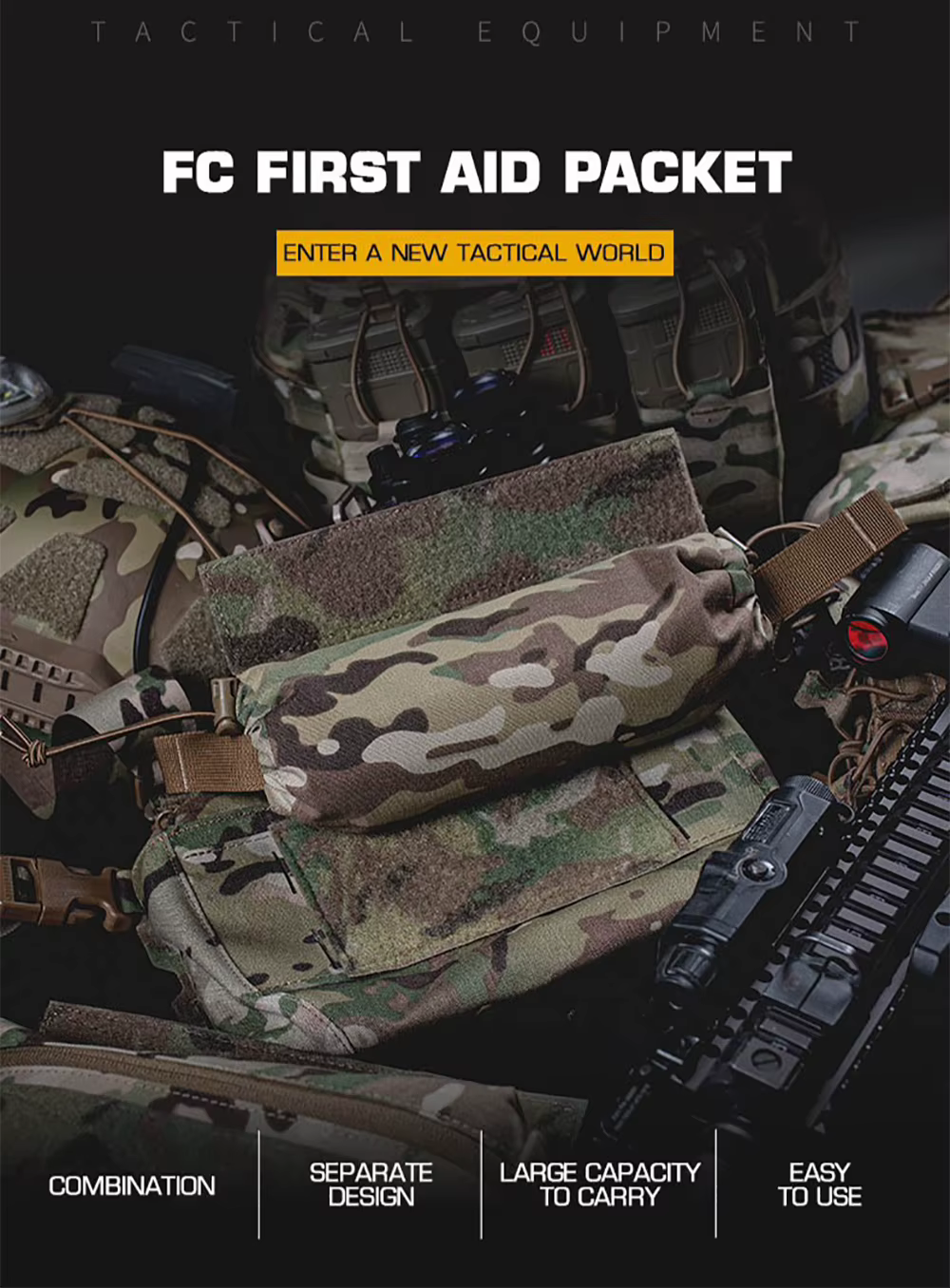 Bolsa táctica enrollable para trauma, kit de primeros auxilios