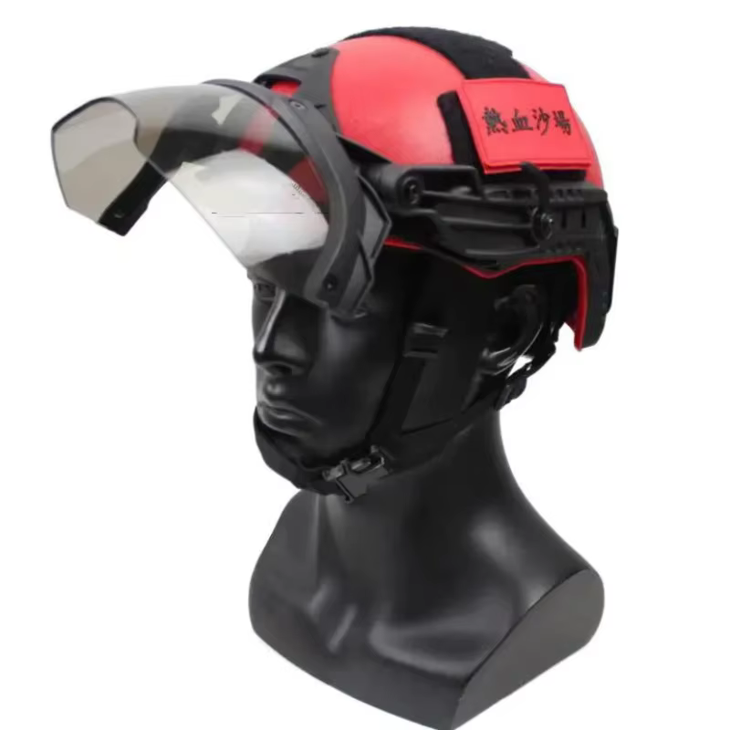 MICH casco táctico universal con riel, visor abatible y gafas OP