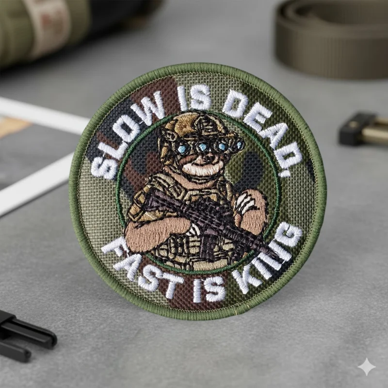 Parche táctico Slow Is Dead, Fast King – velcro gancho-bucle - imagen 4