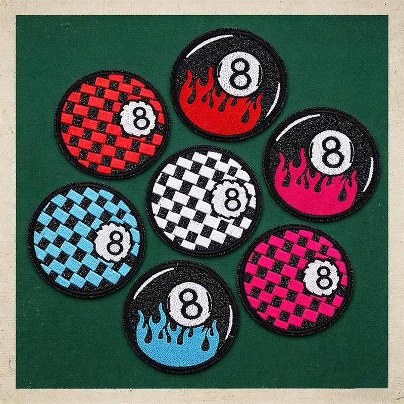 Parche termoadhesivo bordado Bola 8 negro para ropa urbana - imagen 5