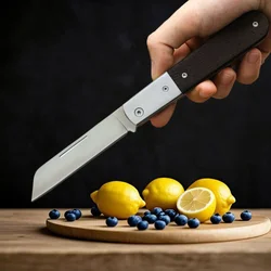 Cuchillo plegable acero inoxidable con mango de madera portátil