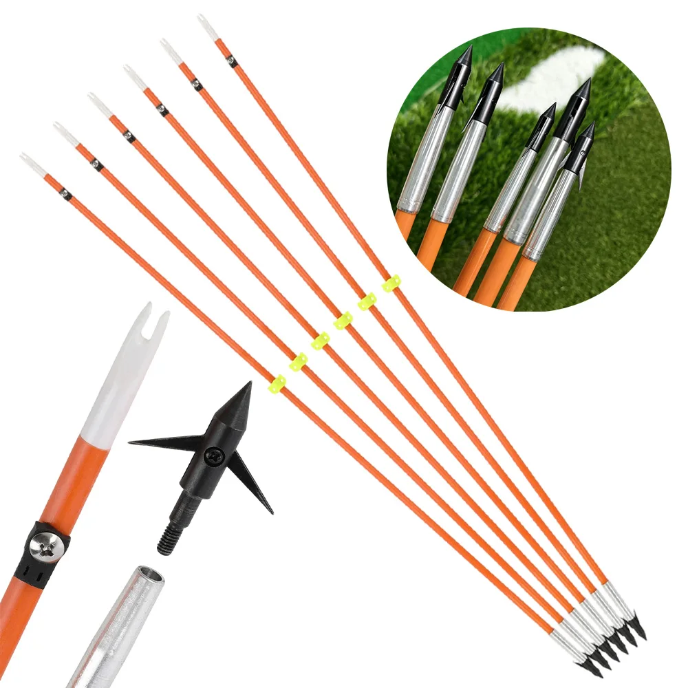 Flecha caza arco compuesto fibra vidrio con punta metal naranja - imagen 4