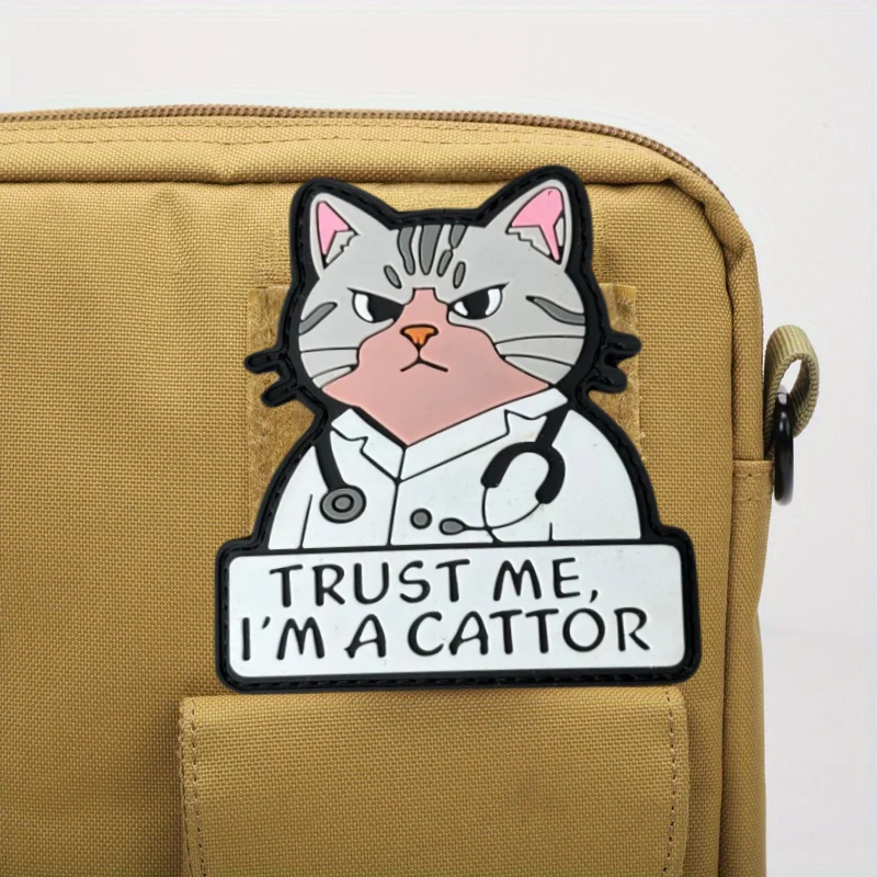 Parche táctico PVC Cattor gato con velcro para mochila - imagen 5
