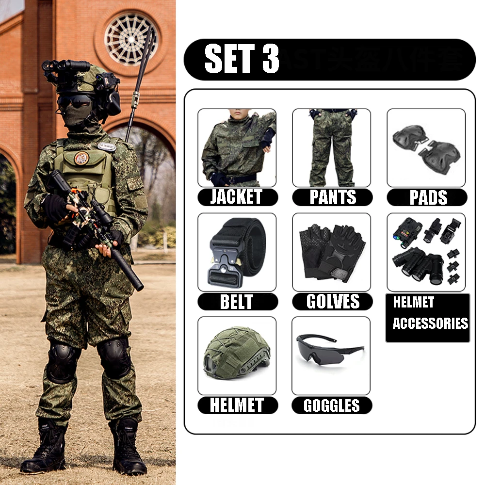 Uniforme militar infantil camuflaje especiales: camiseta y pantalones