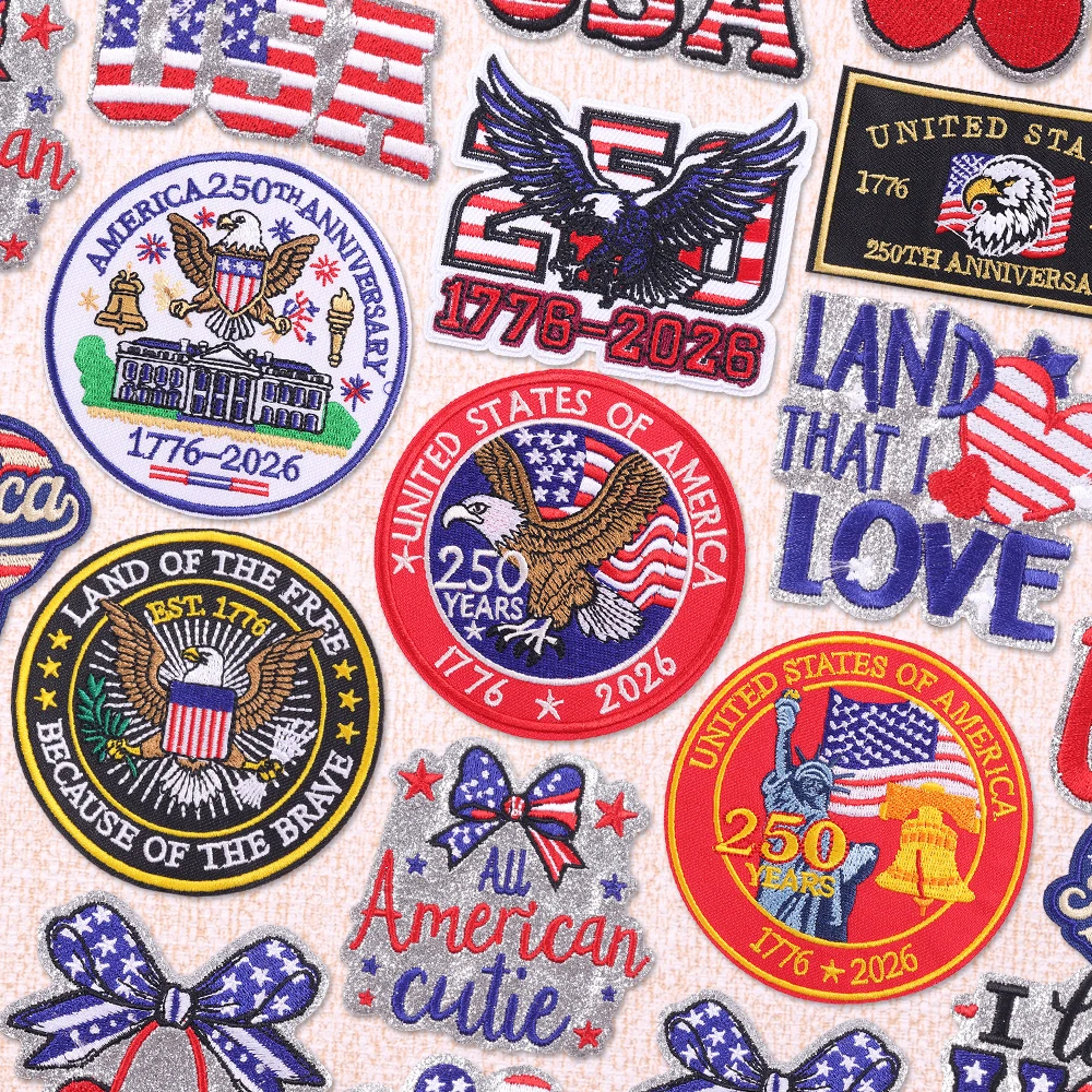 Parches termoadhesivos bordados patriotismo EE. UU. brillo para ropa - imagen 4