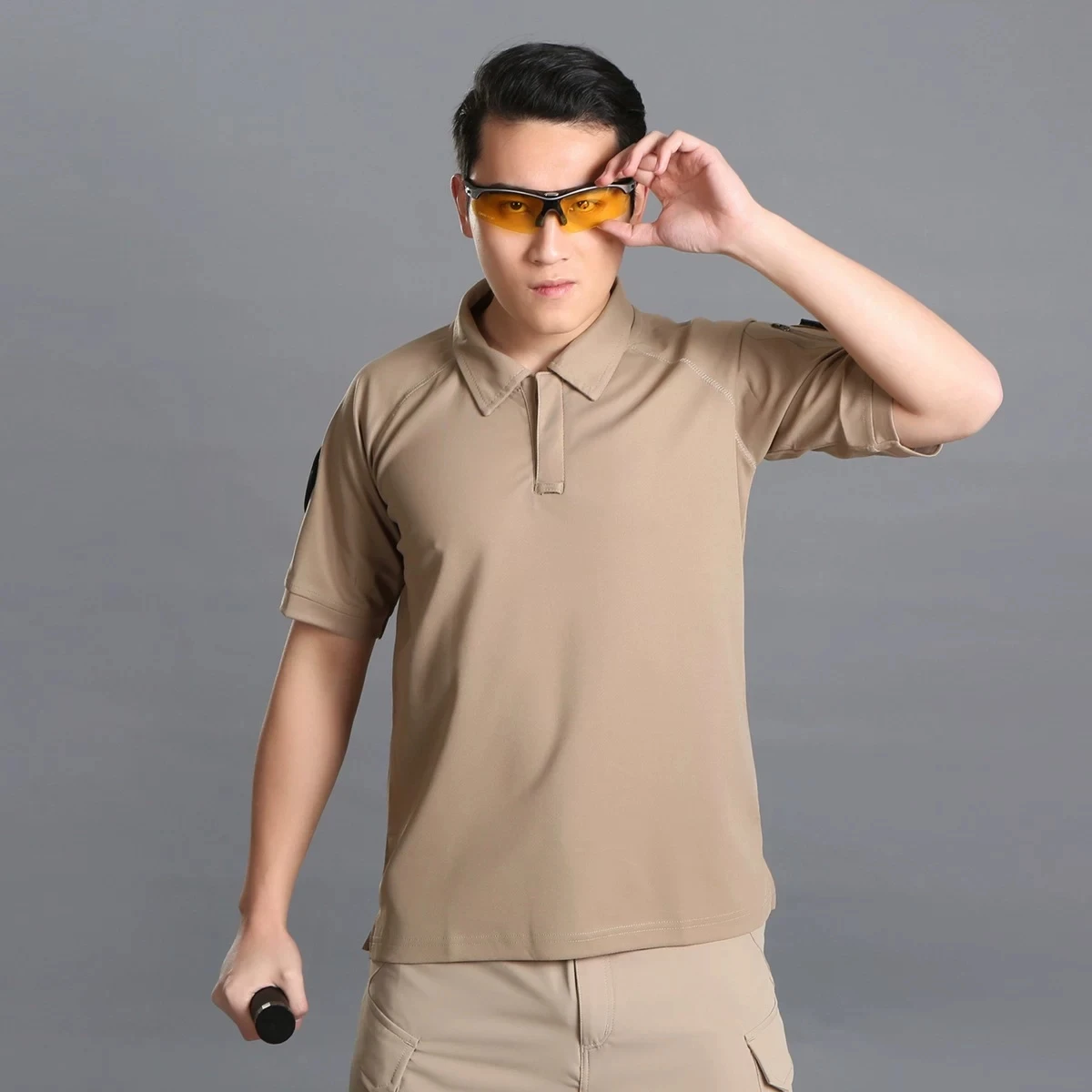 Camiseta táctica manga corta camuflaje cuello solapa aire libre hombre - imagen 4