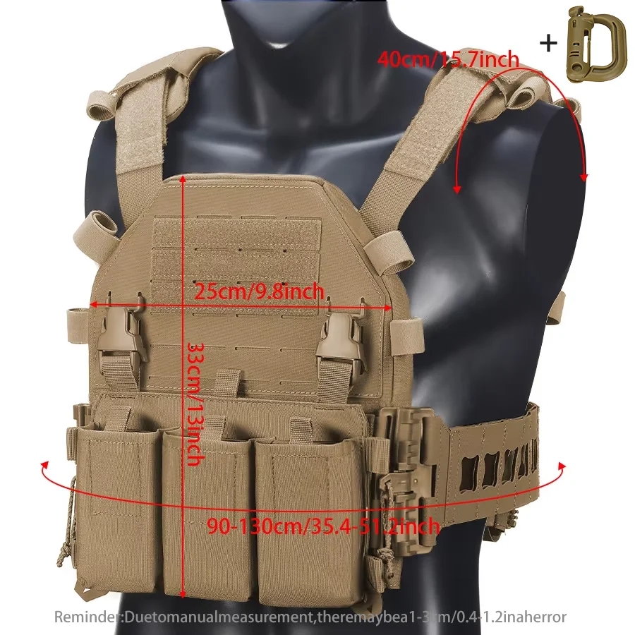 Chaleco táctico ajustable triple bolsillo hebilla liberación rápida - imagen 5