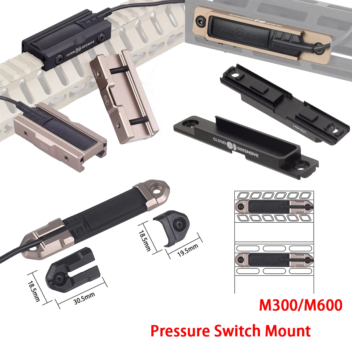SureFire M600 linterna táctica 20 mm con interruptor ST07 y presión - imagen 5